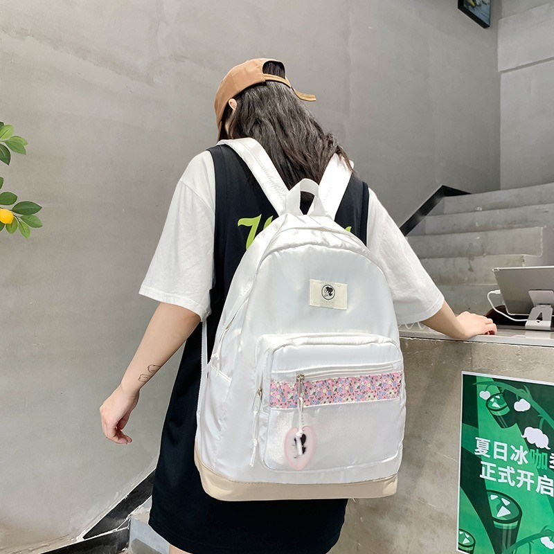 tas XS-8059 sekolah cewek kekinian desain bunga Korea kapasitas besar