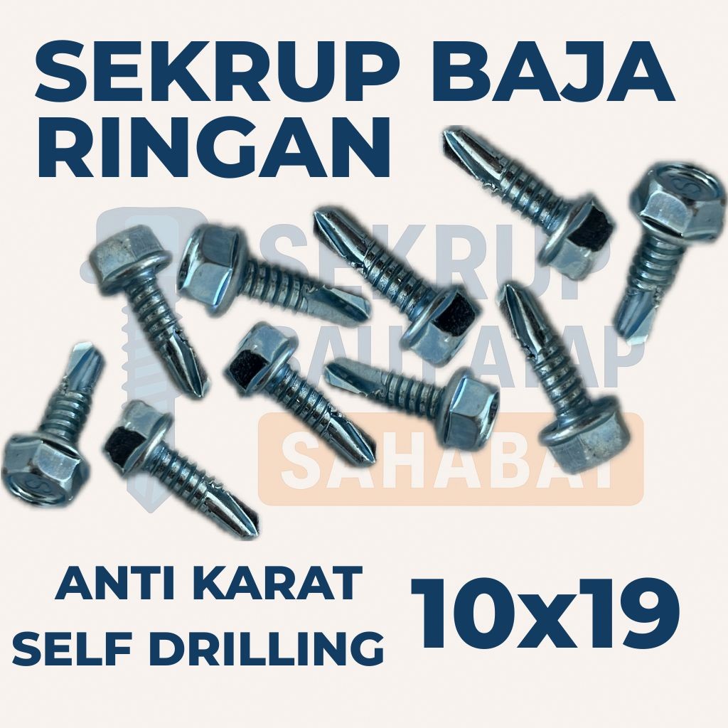 SEKRUP BAJA RINGAN 10x19 – Sekrup Seng / Baut Seng / Sekrup Baja Ringan / Metal Screw Anti Karat / S