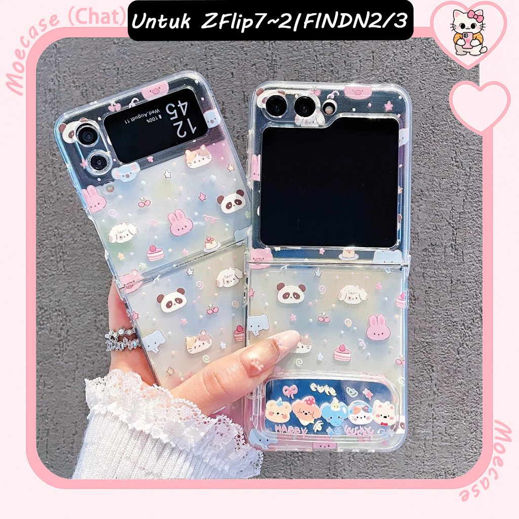 Moecase Eksklusif Unik Casing Lipat Lucu Case Samsung Z Flip 7 /2/3/4/5/6 Dan Untuk Hp OPPO FIND N2 