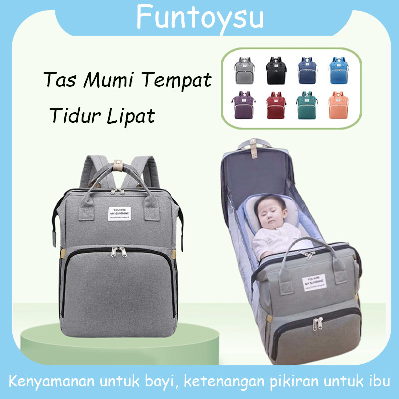 Tas Bersalin & Bayi Multifungsi Tas Bayi Membawa Tangan, 2-in-1 Kasur Tidur Popok Tas Ransel, Ransel