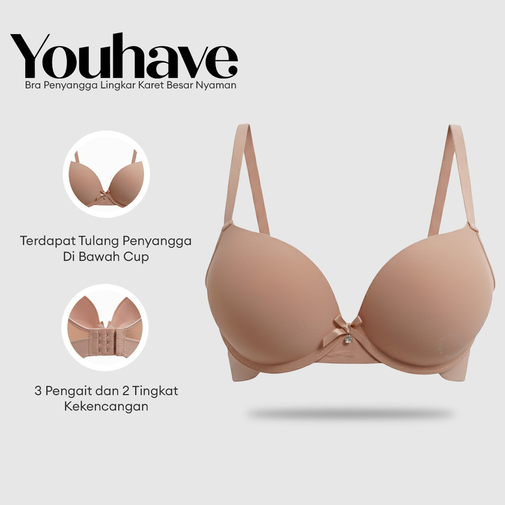 YOUHAVE BH Bra Kawat Push Up Bra Cup AB Busa Tebal Beha Women Bra Penyangga Lingkar Karet Besar Nyam