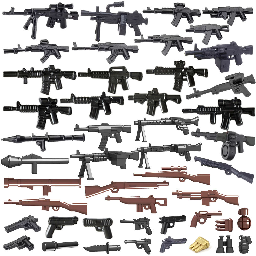 Military Soldier Figure Weapons Building Blocks Accessories Gun Rifles Sniper AK 98K Grenades Bullet