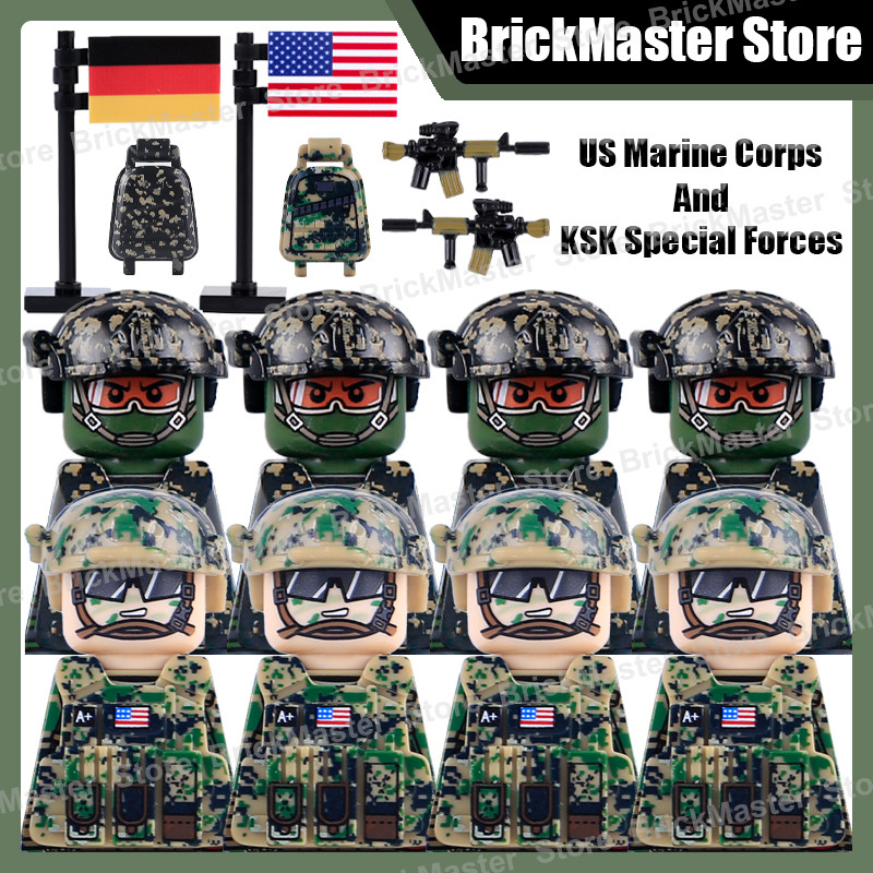 Military War German KSK US Marine Corps Special Forces Guns Accessories Building Blocks Soldier Figu