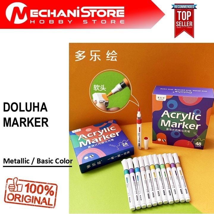 [NOBLES] DOLOHA Acrylic Marker Metallic / Basic Color Soft Tipped - Spidol Akrilik Alternatif DSPIAE