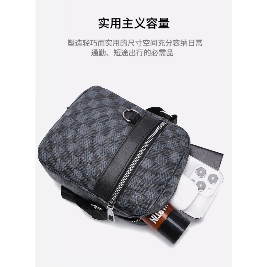 Tas Selempang Pria dengan ZB-045 Motif Kotak Kecil yang Elegan dan Simpel tas pria minimalis premium