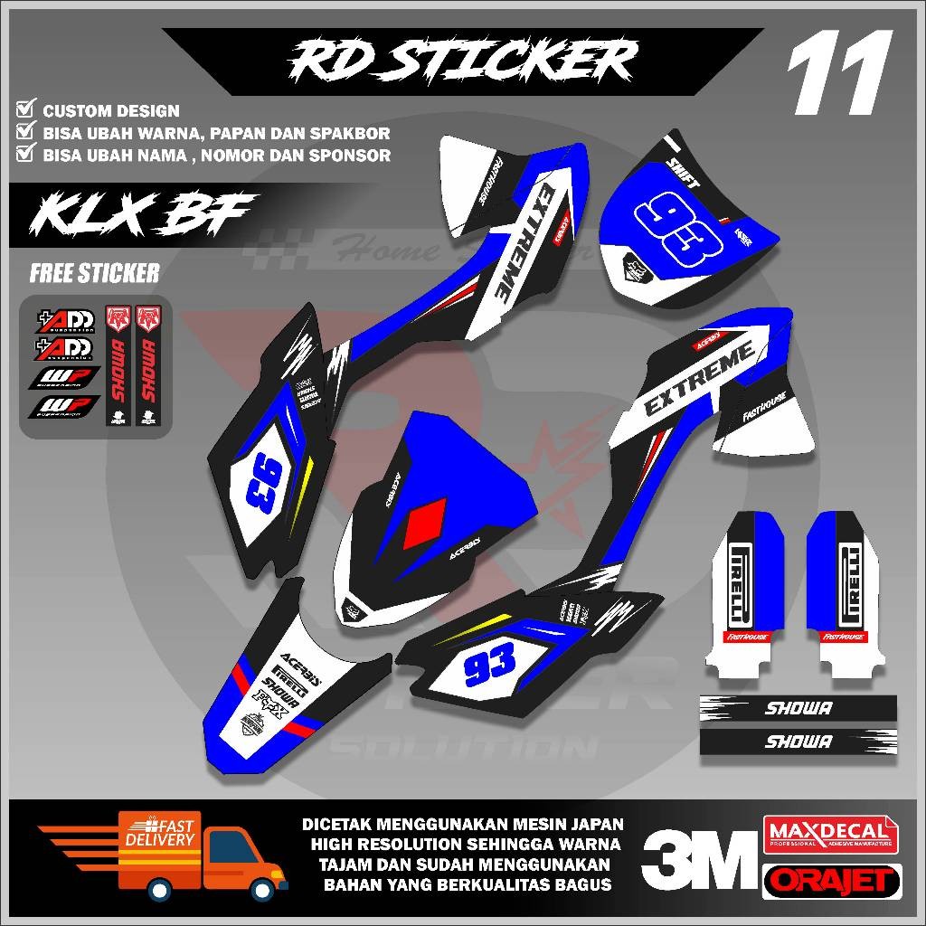 ( RD STICKER ) DECAL HONDA KLX BF STICKER FULL BODY MOTIF ART ABSTRAK TERBARU BISA REQUEST