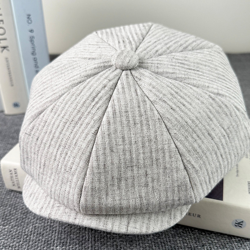 Striped Octagonal Cap Classic Newsboy Caps High Quality Breatheable Flat Cap Casual Newsboy Cap Gorr