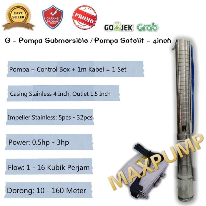 Mesin Pompa Air Satelit 2 HPSS Submersible casing 4inch kipas Stenlis