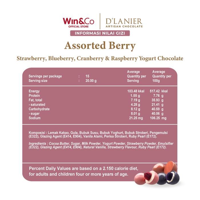 D'Lanier Assorted Berry Yogurt Chocolate - 300gr Terlaris