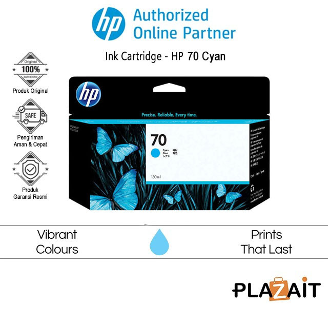 HP Ink Cartridge 70 Cyan C9452A Original
