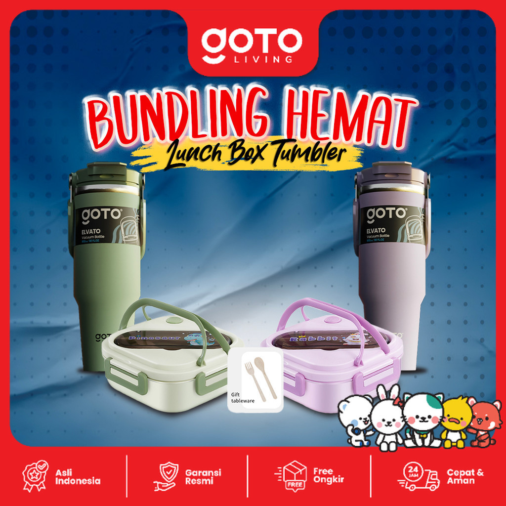 [Bundling Hemat] Goto Kotak Bekal Makan Siang + Vacuum Bottle 900ML