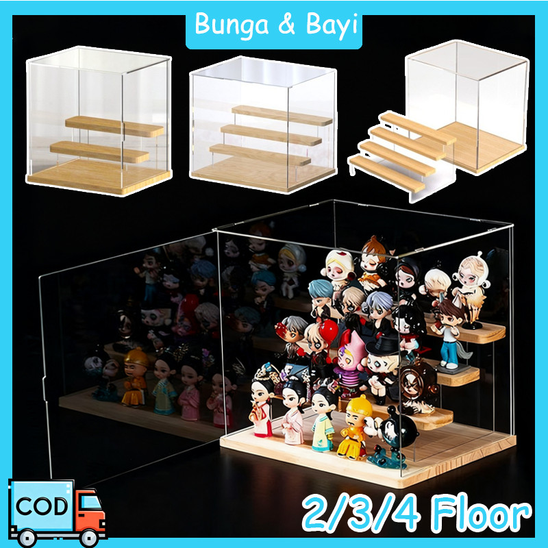 Display Rak Tangga Mini Akrilik Bening/Kotak Display Action Figure Multifungs/Pajangan Akrilik Trans