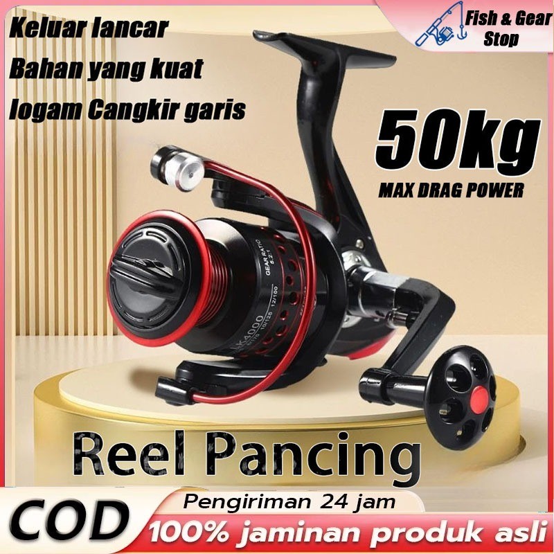 Reel Pancing Rasio 5.2:1 MAX Drag 50kg Pancing Fishing Reel Spool LK1000 LK2000 LK3000 LK4000 LK5000