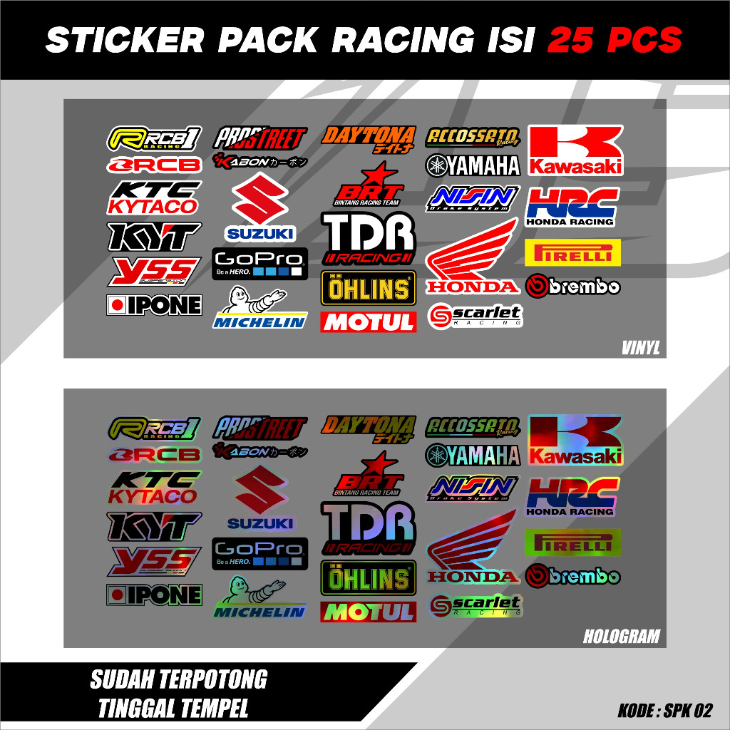 Sticker Pack Racing Hologram Vinyl Sticker Pack Sticker Sponsor Racing Sticker Motor Sticker Kecil2 