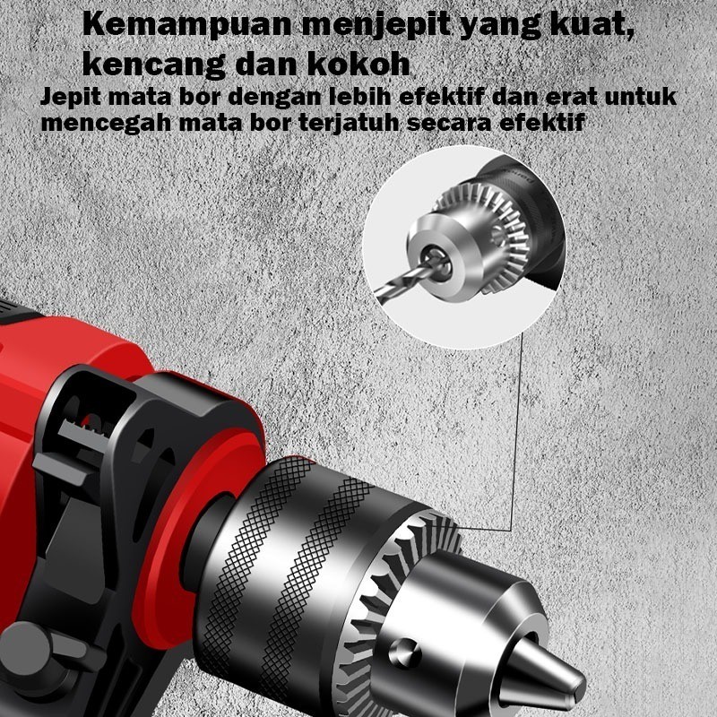 ARFSHOP Mesin Bor Listrik 10mm Bolak Balik Electric Drill Bor Beton Kayu Besi Tembok Bor Listrik Imp