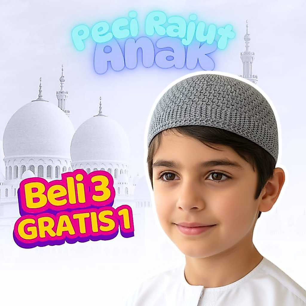 PECI RAJUT ANAK POLOS // // Kopiah Ngaji Putih Polos // All Size // Tebal Elastis - COD