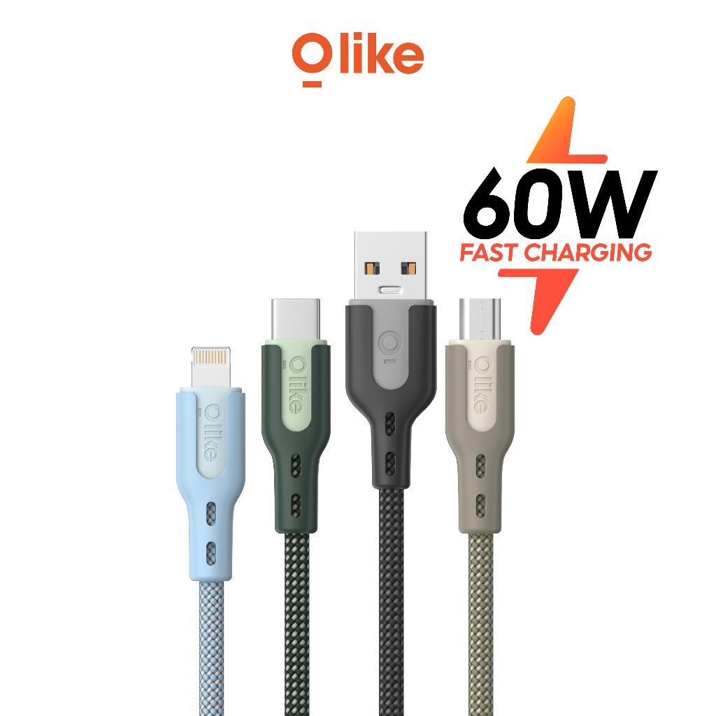OLIKE Kabel Data D206 Micro Type C Lightning Iphone Type-C To Type-C 60W Braided Nylon Data Cable Fa