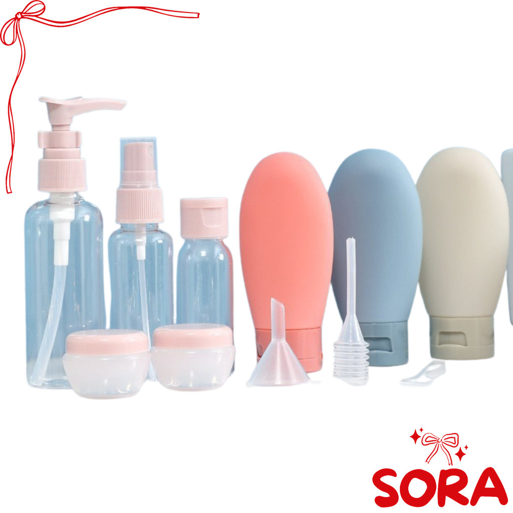 SD - Botol Travel Kit isi 10pcs H1081 Perlengkapan Lotion Sabun Skincare Praktis Wadah Isi Ulang