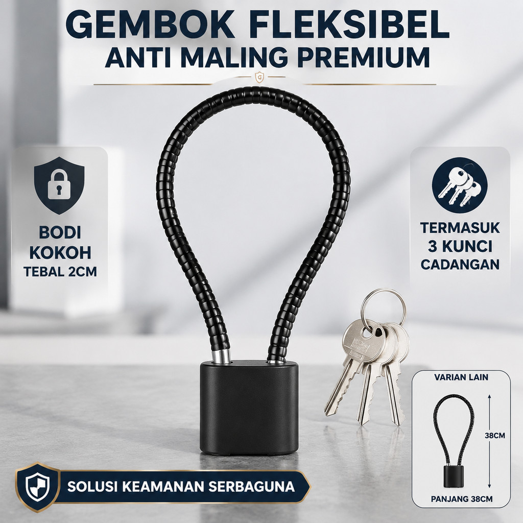 Terlarisss Gembok Kabel Fleksibel Gembok Baja Tali Lentur Gembok Fleksibel Anti Maling Premium
