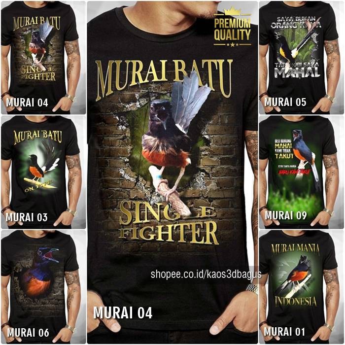 Baju Kaos Burung MURAI BATU Kicau Mania Indonesia Kaos MURAI Gacor Medan Super S-2XL