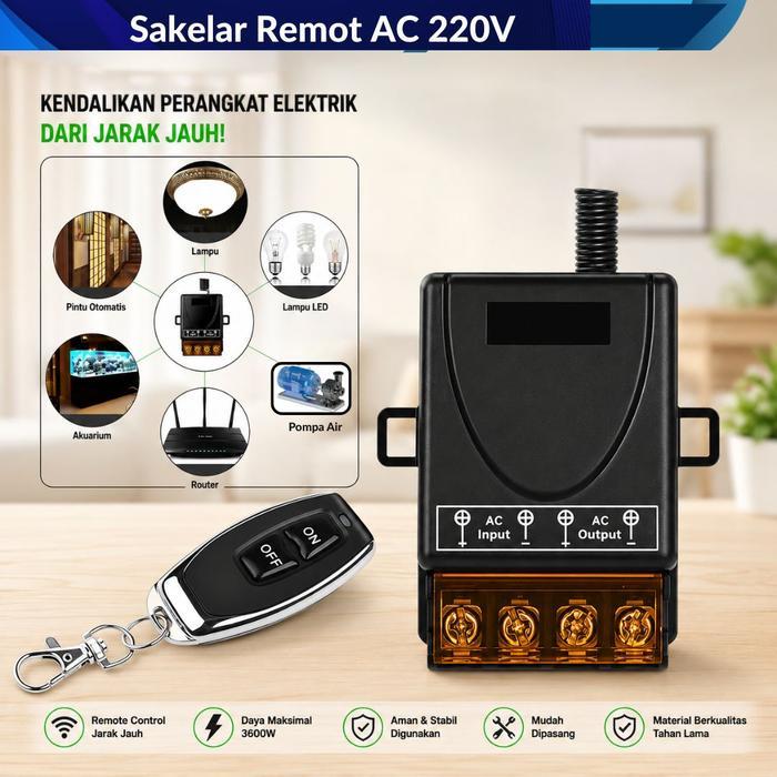 Relay Switch AC 220 DC 12V 1CH Remote Control Saklar on off - Relay AC