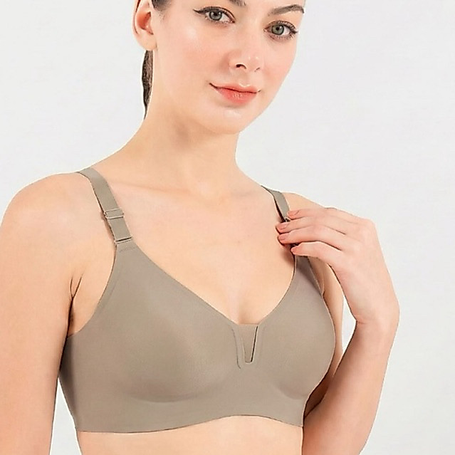 FIORI Bra ELISA Brown Seamless | Bra Tanpa Kawat Busa Tipis Tali Kecil Kait 3 | Bra Remaja Gadis Ibu