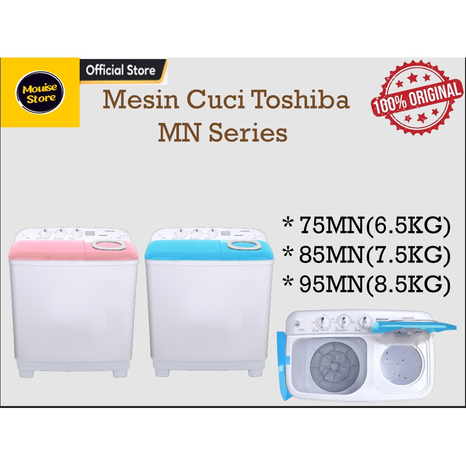 MESIN CUCI TOSHIBA 2 TABUNG VH-H75MN / VH-M80MN / VH-H 85MN /VH-H 95MN WB/WR
