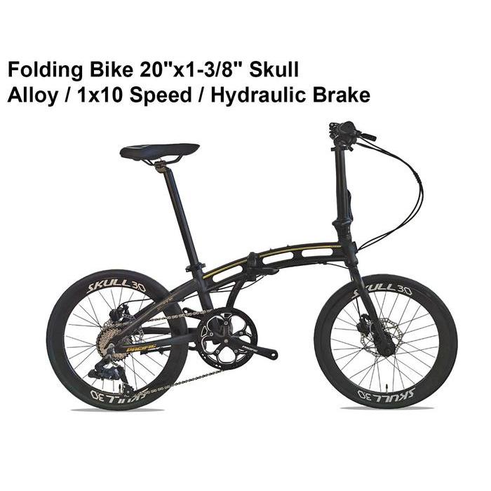 Sepeda Lipat Pacific SKULL 3.0 20" FREE HELM SYTE (FOLDING BIKE) - Black Gold