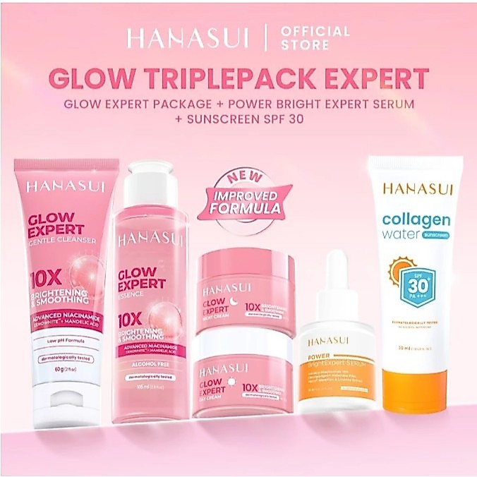 [Paket Isi 6 Pcs] Hanasui Glow Expert Skincare Series - Paket Skincare Hemat Mencerahkan Glowing