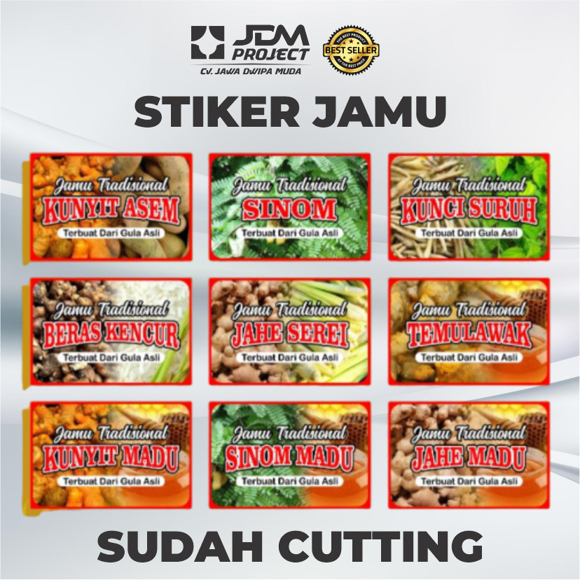 JDM 4 - STIKER JAMU KUNYIT ASEM, BERAS KENCUR, SINOM DLL (Isi 55 stiker)