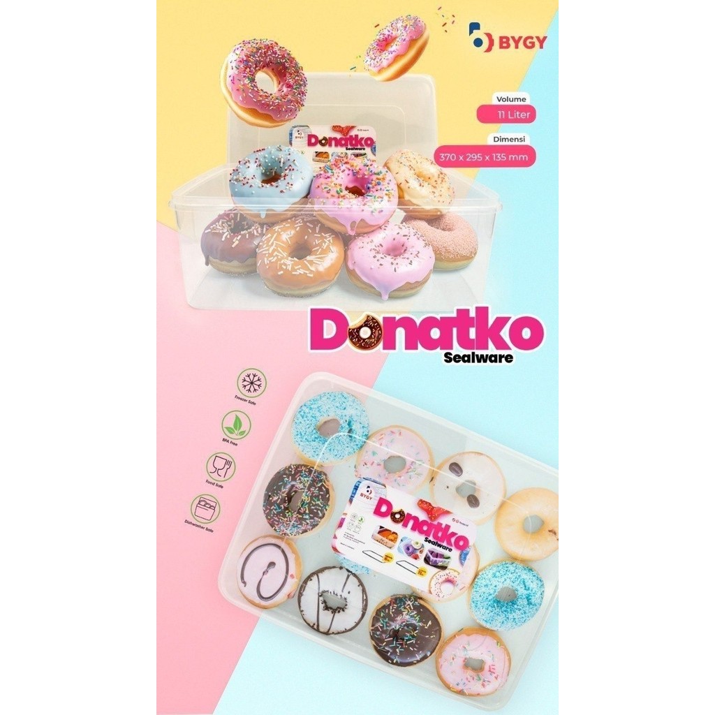 Donatko Sealware / Tempat Donat Plastik / Box Snack Roti Brownies Jajanan – Food Container Food Grad