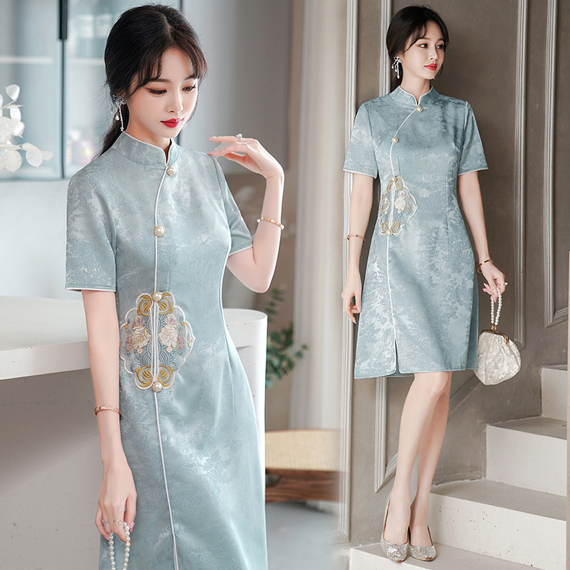 20266v Dress Cheongsam bordir Retro wanita, baru