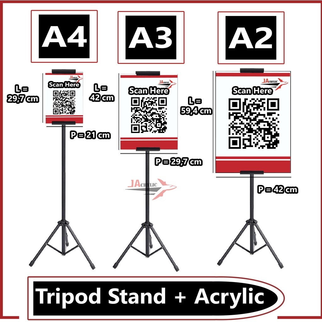 (Wenee) Tripod Banner / Tripod Stand Display / Tiang Barcode Peduli Lindungi