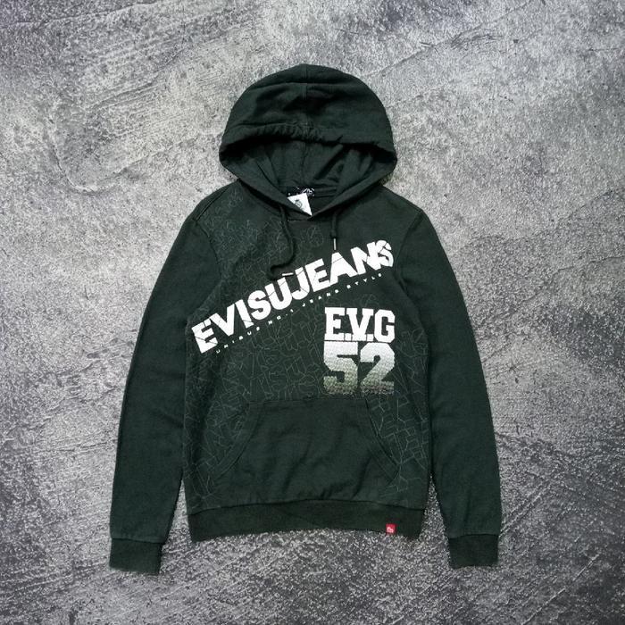 Jaket Hoodie pria EVISU JEANS EVG 52 big logo hijau tua murah size m