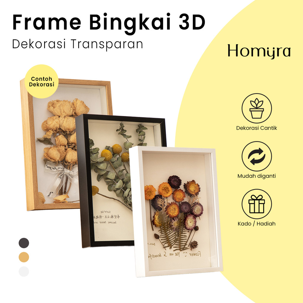 Bingkai Bunga Kotak Seni Berongga 3D Transparan DIY Foto Tanaman Bunga Kering Dekorasi Bingkai gamba