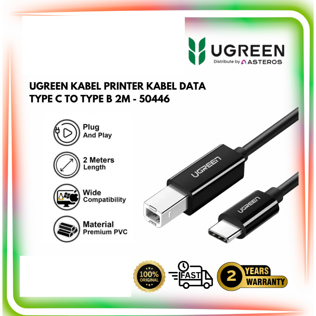 Kabel Printer UGREEN 50446 Kabel Printer Type C to Usb Type B 2m