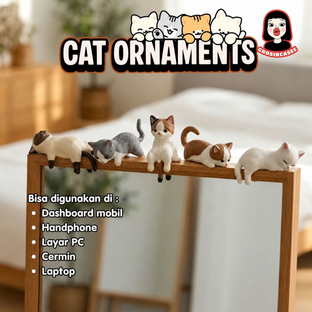 Ornamen Miniatur Multi Kucing | Hippers Hp | Dashboard | Dekorasi Hiasan PC Meja Belajar | Phone Hip