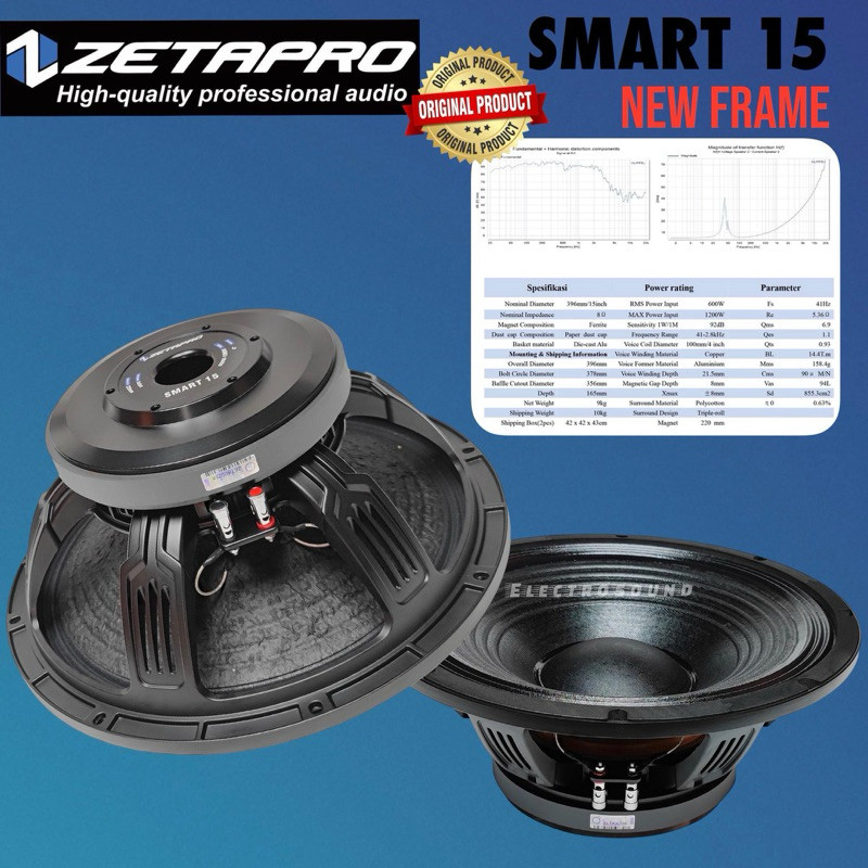 Komponen Speaker 15 ch Zetapro Smart15 / Smart 15 Coil 4 ch 1200W