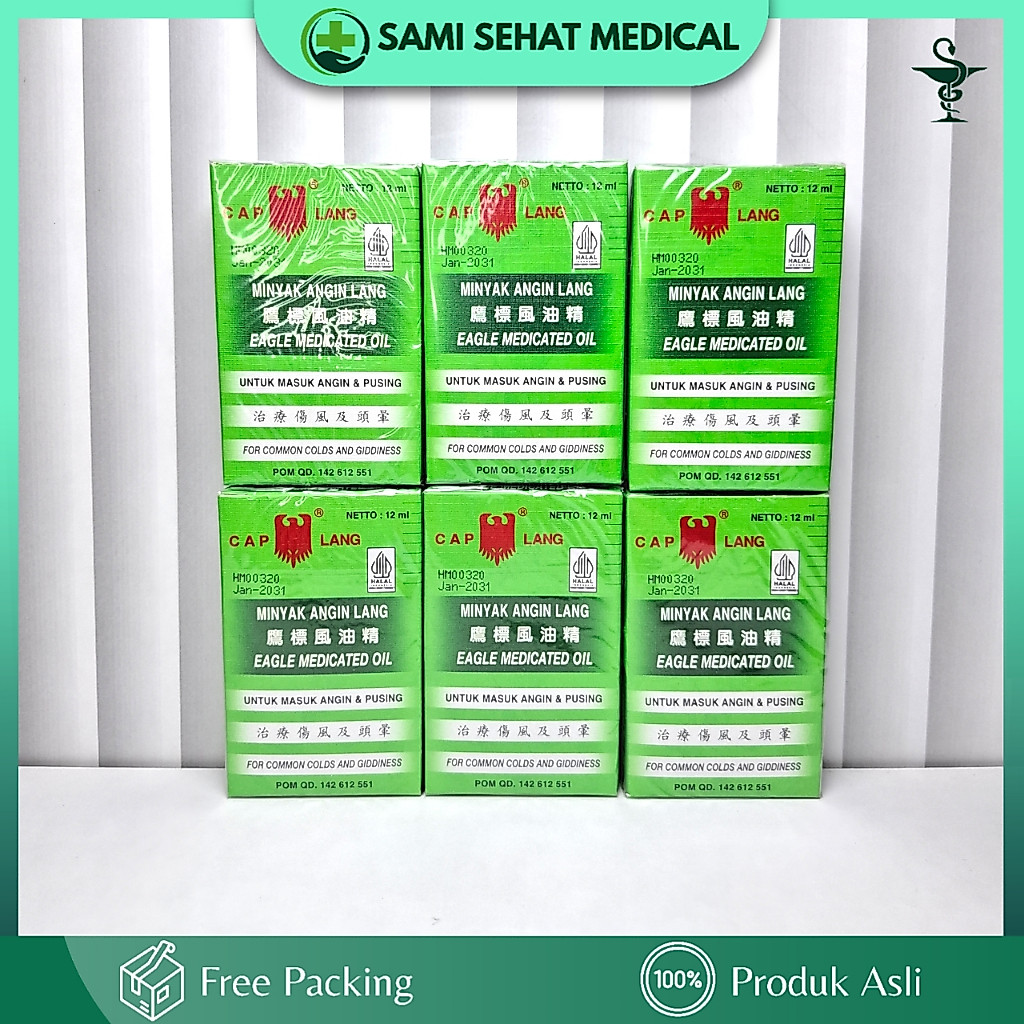 6 Pcs 12 Ml Cap Lang Minyak Angin Lang PPO