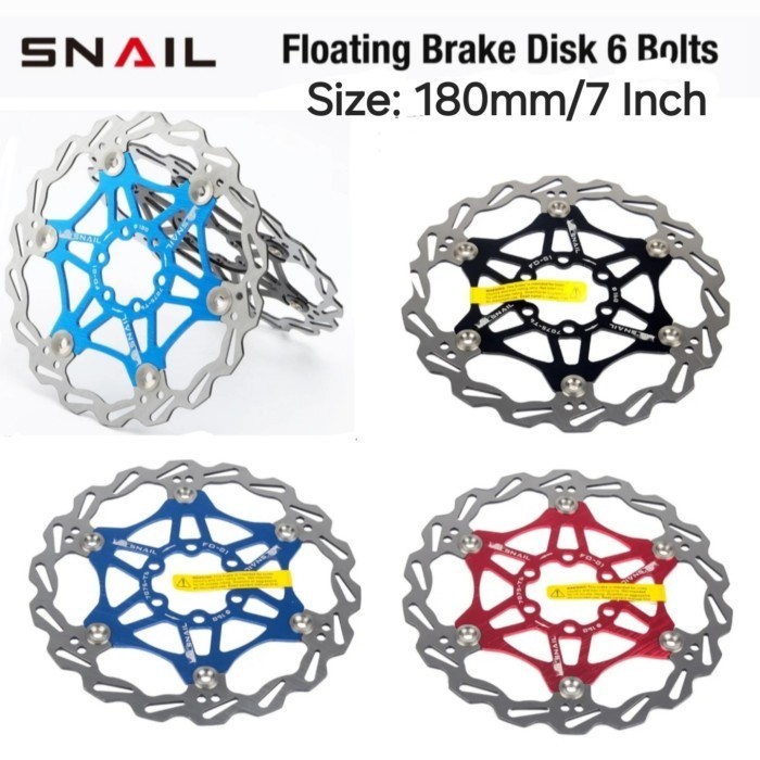Snail Rotor Floating Sepeda 180mm 7 Inch Disc Brake Bicycle Rotor Piringan Cakram 180mm Sepeda
