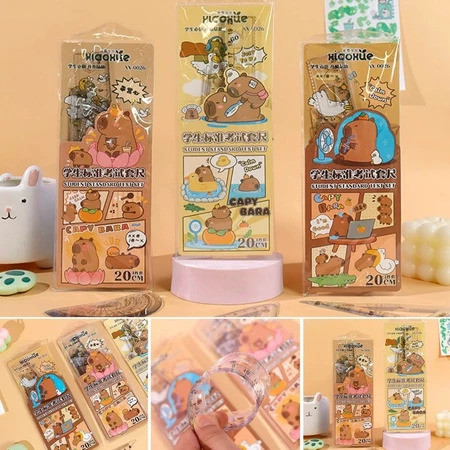 

OLO49 Set Penggaris 4in1 CAPYBARA - Busur 180°, Segitiga Siku, Segitiga Sama Kaki, Penggaris 20cm