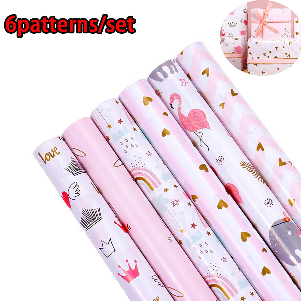

6 Types/set of Valentine's Day Gift Wrapping Paper, Heart Pattern, Birthday Gift Paper, Wedng Y Craft Paper, Holiday Decorat
