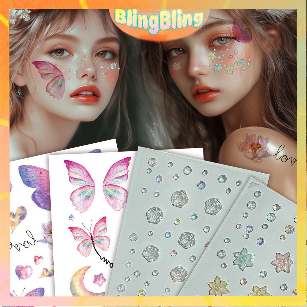 (Ready)1 lembar Tatto temporer Kupu kupu /Tatto Temporary Tahan Air Anti Air Tahan lama Seri Tulisan