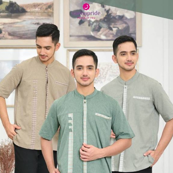 Rauna Pride - Baju Koko Dewasa Lengan Pendek Pakaian Muslim Pria
