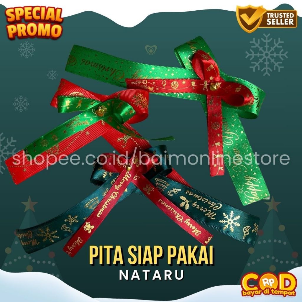 

Pita Natal Siap Pakai dengan Lonceng | Aksesoris Rambut/Jepit Rambut & Dekorasi Christmas – 30 cm & 40 cm