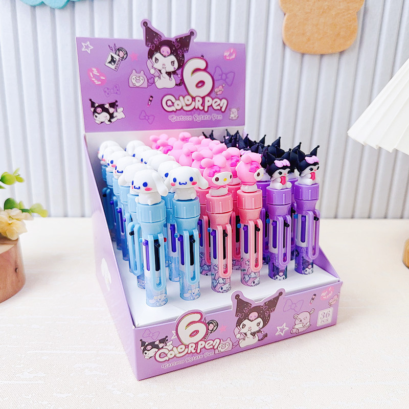 

( OTH1335 ) (DIJUAL SATUAN ) (KIDS) Alat tulis pulpen bolpen ballpoint 6 warna - sanrio kuromi cinnamoroll melody - pink merah muda white putih purple ungu
