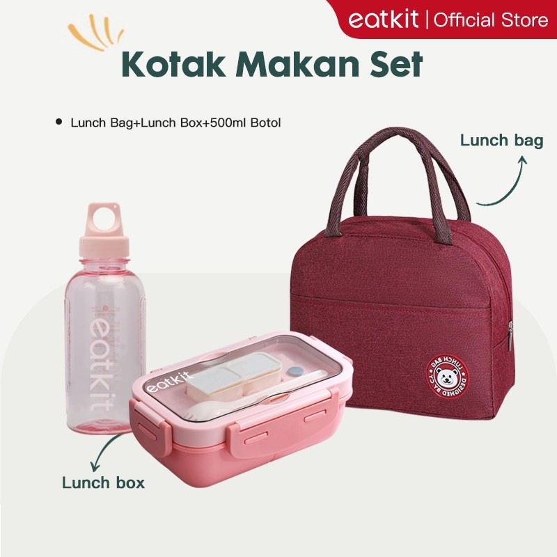 

Eatkit Paket 3 In 1 Kotak Makan + Tas Bekal + Botol Minum I 3 In 1 Lunch Box Set