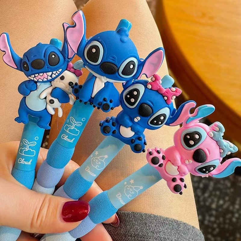 

Stitch 12pcs Ballpoint Pen Cartoon Set Disney 0.5mm Black Variety Of Cute And Funny Doll Shape Press Study Office Stationery
