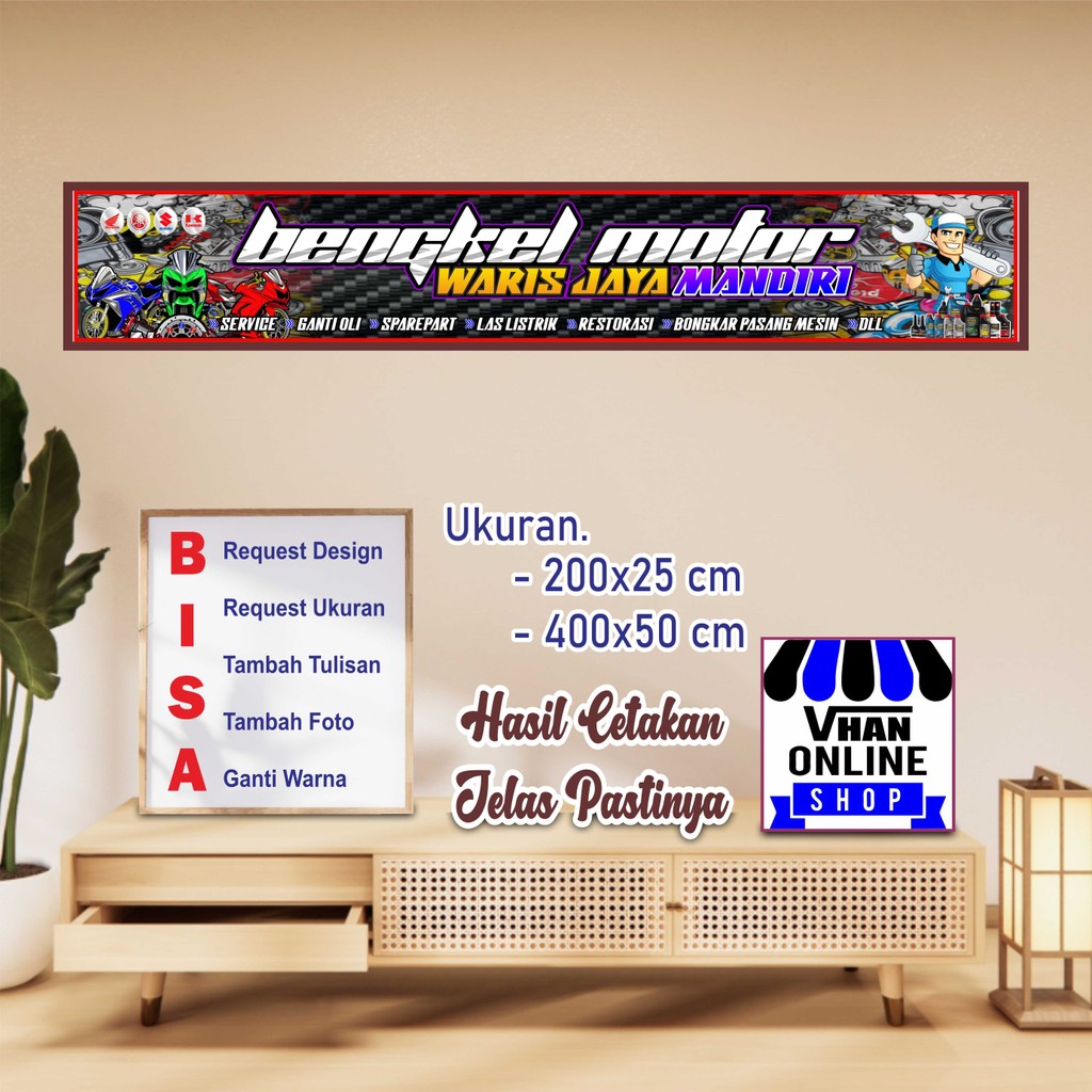 Backdrop Spanduk Banner Model Racing Bengkel Custom