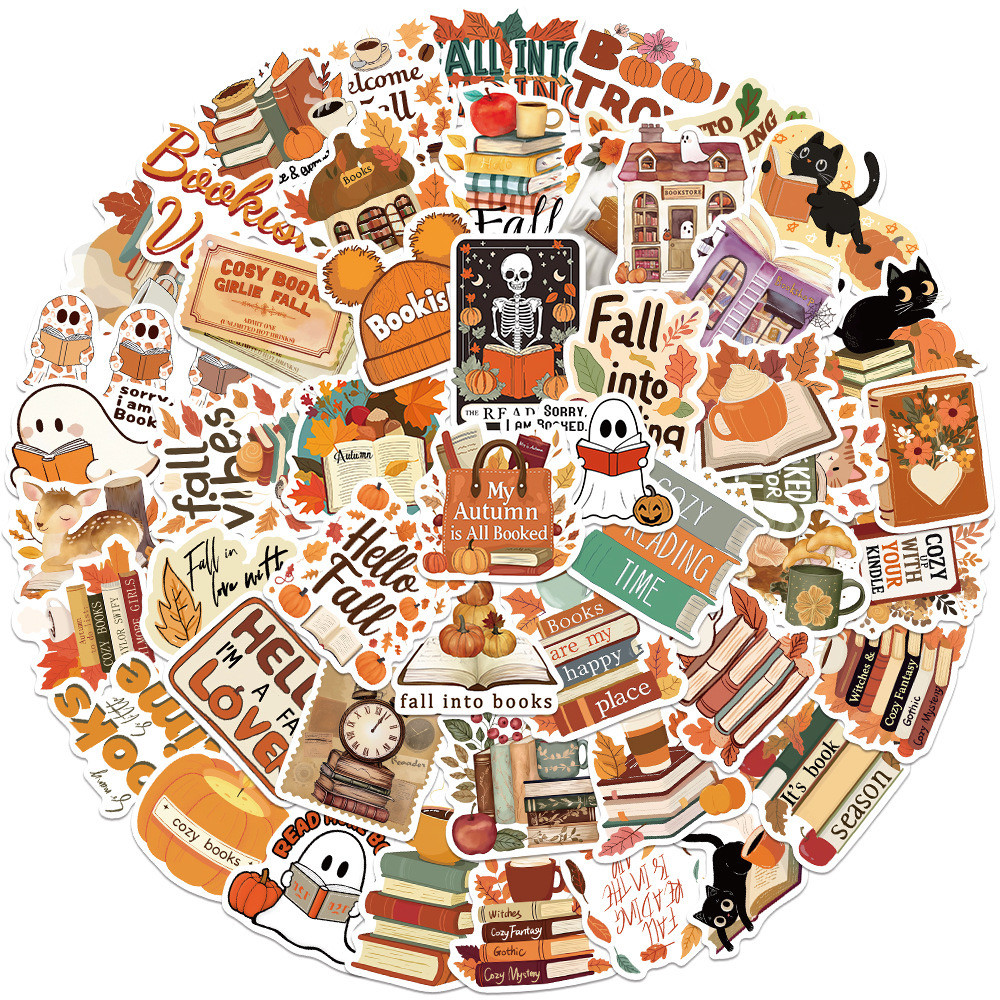 

10/50pcs Aesthetic Bookish Fall into Reading Stickers Kindle Book Reader Girl Decals DIY Phone Laptop Scrapbook Diary Sticker